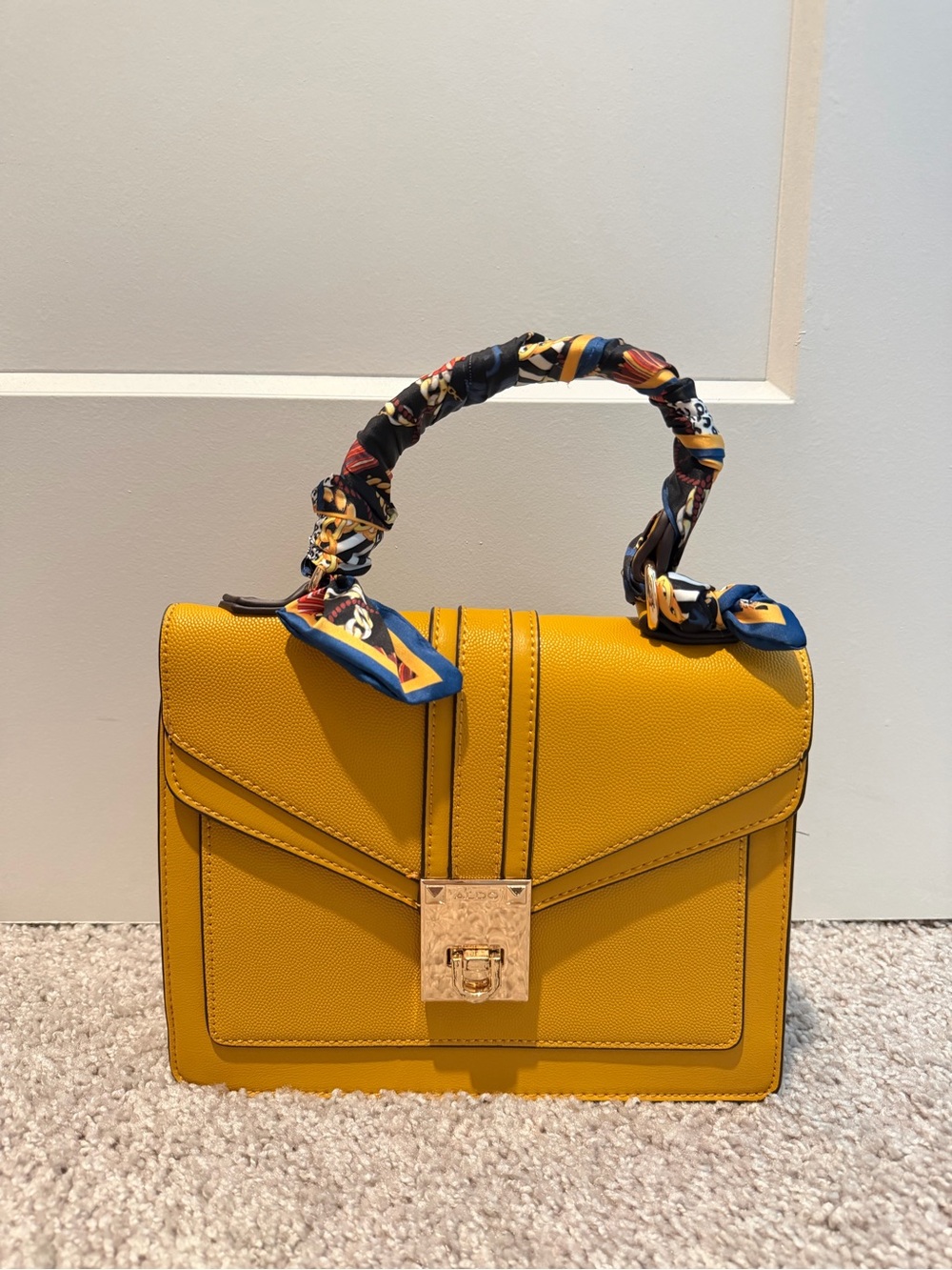 Aldo Mustard Bag with Scarf included and 2 straps!